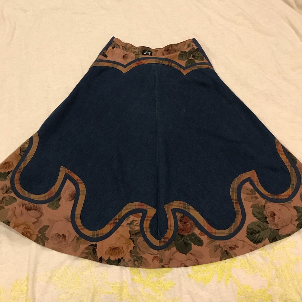 Vintage Denim Embellished “Jag” Skirt Size 10
